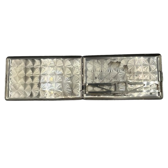 Art Deco Sterling Silver Elgin American USA Monogram Cigarette Tobacco Case 137g - Picture 6 of 9